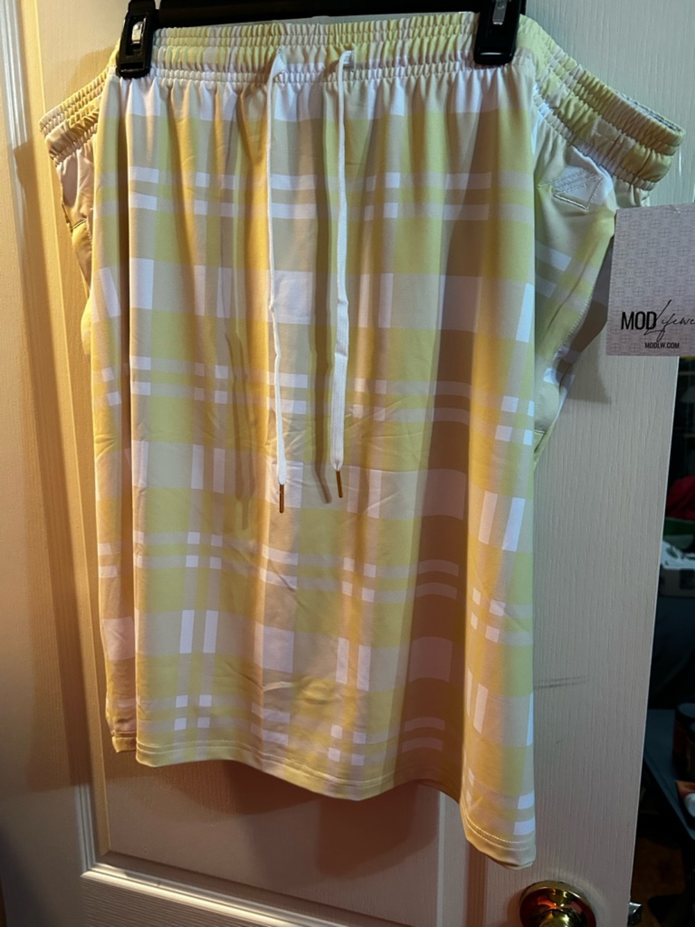 Yellow and White Plaid Drawstring Athletic skort MOD 3x regular NWT